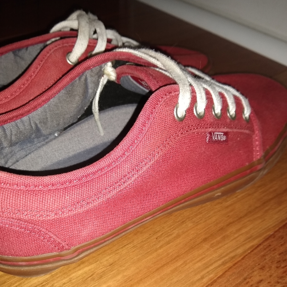Red Vans with Brown Rubber sole